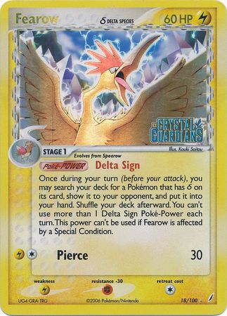 Fearow (18/100) (Delta Species) (Stamped) [EX: Crystal Guardians] | L.A. Mood Comics and Games