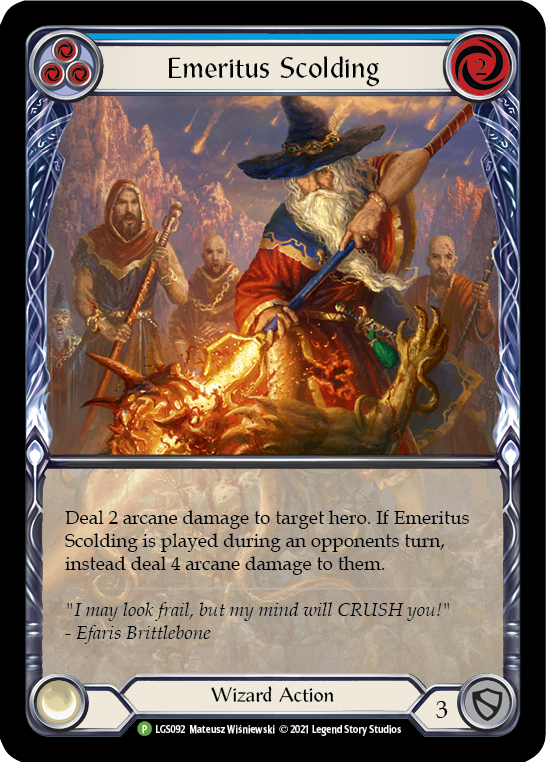 Emeritus Scolding (Blue Extended Art) [LGS092] (Promo)  Rainbow Foil | L.A. Mood Comics and Games