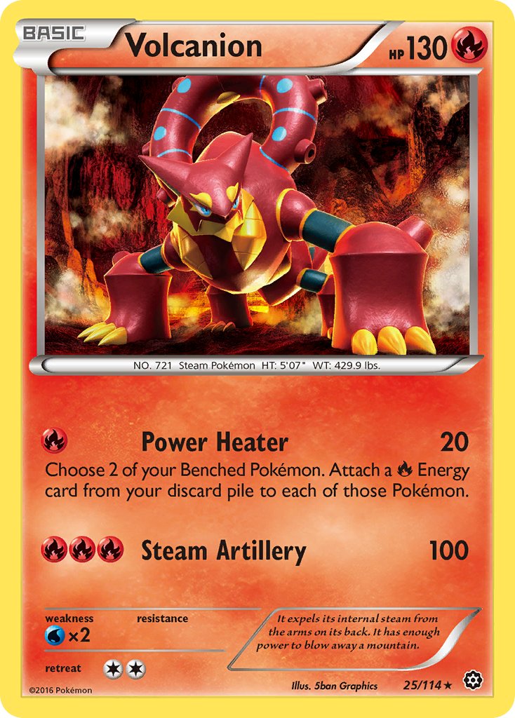 Volcanion (25/114) (Cracked Ice Holo) (Theme Deck Exclusive) [XY: Steam Siege] | L.A. Mood Comics and Games