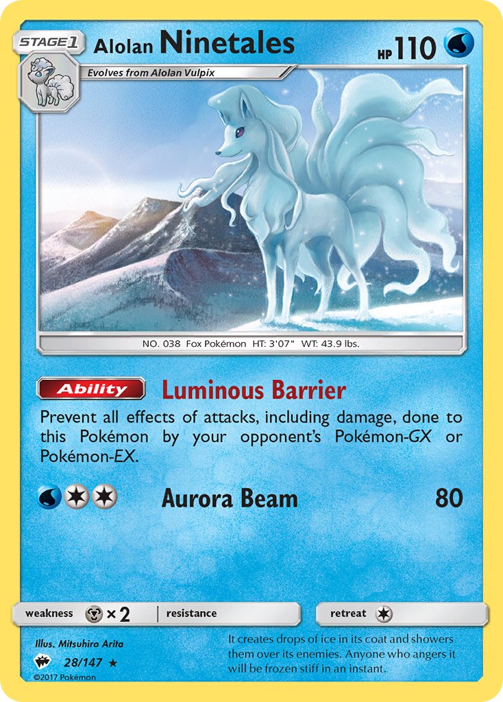 Alolan Ninetales (28/147) (Water Web Holo) (Theme Deck Exclusives) [Sun & Moon: Burning Shadows] | L.A. Mood Comics and Games