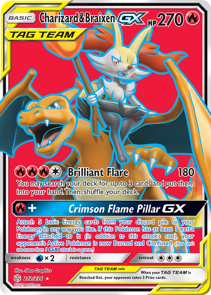 Charizard & Braixen GX (212/236) [Sun & Moon: Cosmic Eclipse] | L.A. Mood Comics and Games