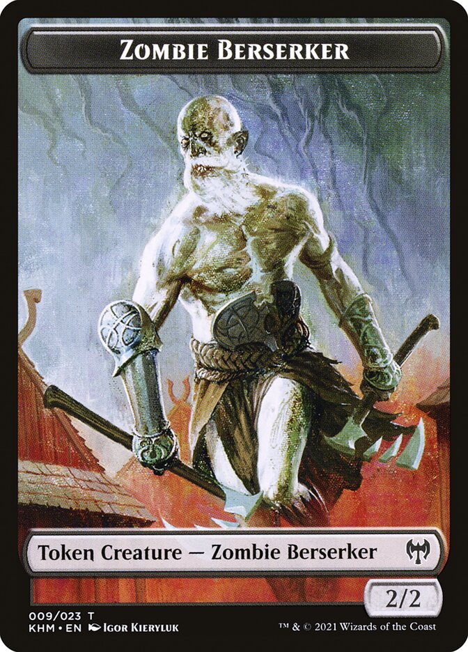 Human Warrior // Zombie Berserker Double-Sided Token [Kaldheim Tokens] | L.A. Mood Comics and Games