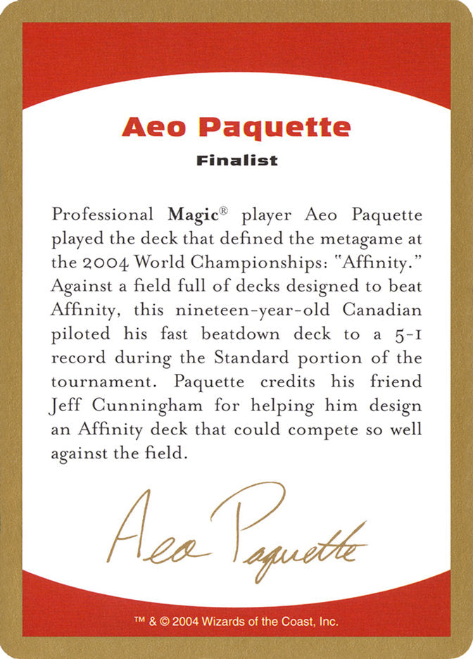 Aeo Paquette Bio [World Championship Decks 2004] | L.A. Mood Comics and Games