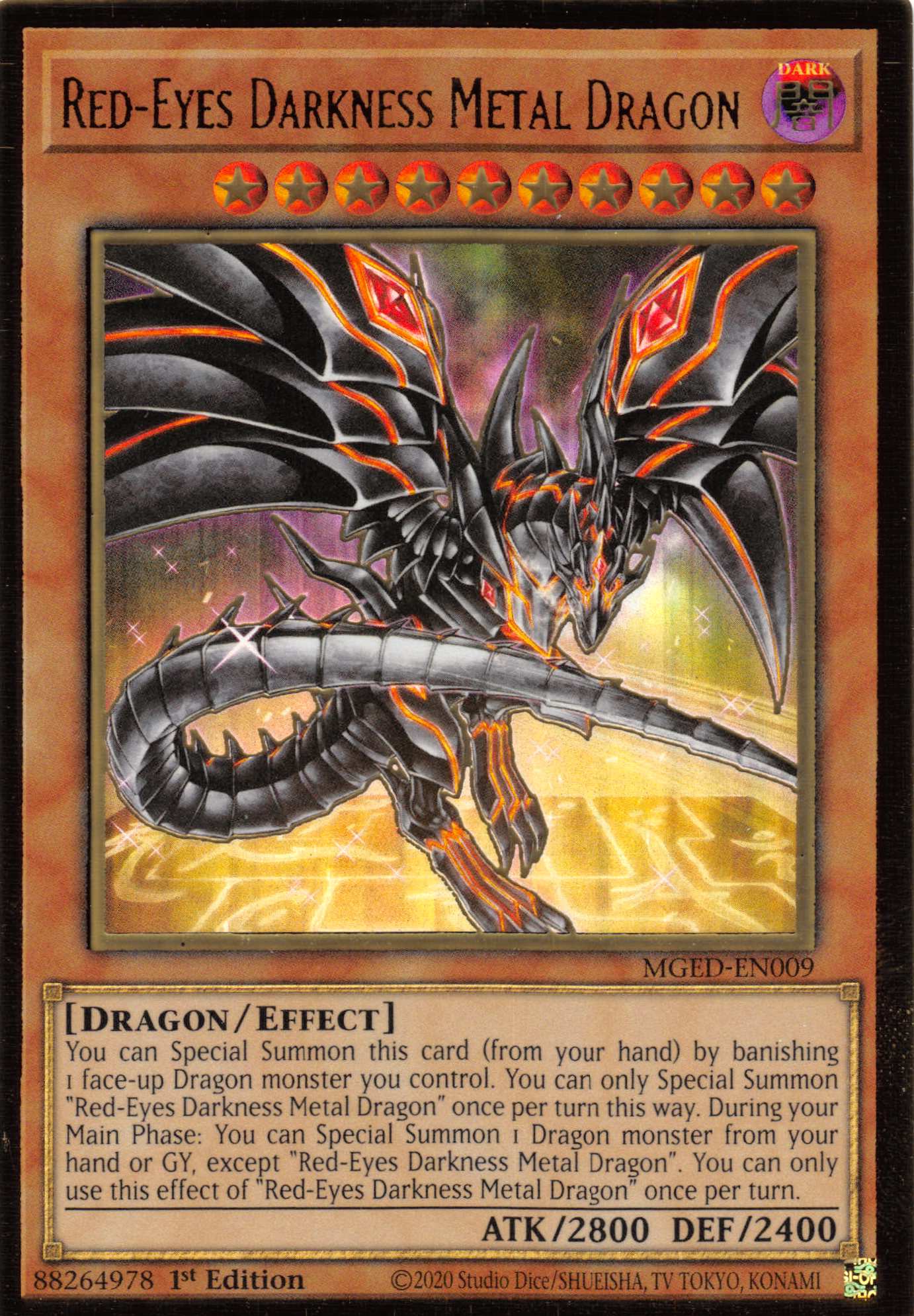 Red-Eyes Darkness Metal Dragon (Alternate Art) [MGED-EN009] Gold Rare | L.A. Mood Comics and Games