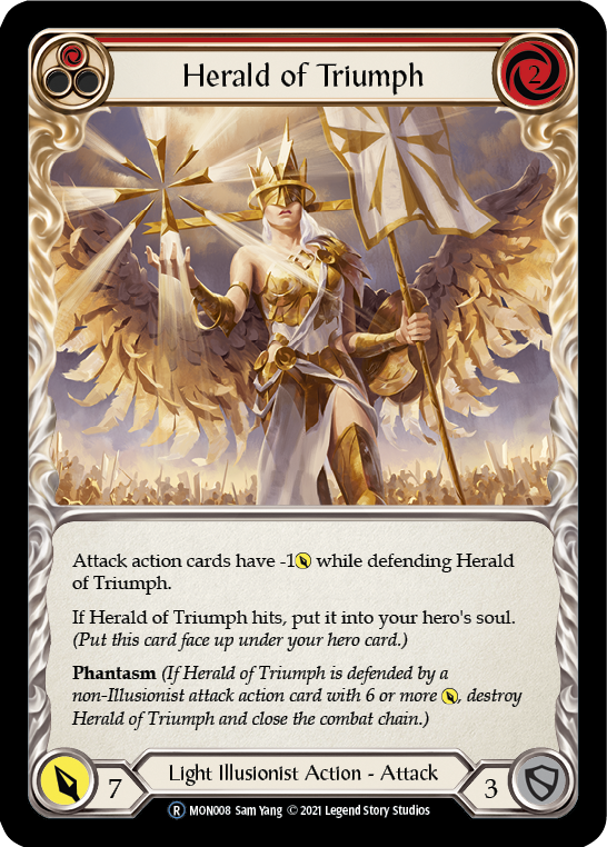 Herald of Triumph (Red) [U-MON008-RF] (Monarch Unlimited)  Unlimited Rainbow Foil | L.A. Mood Comics and Games