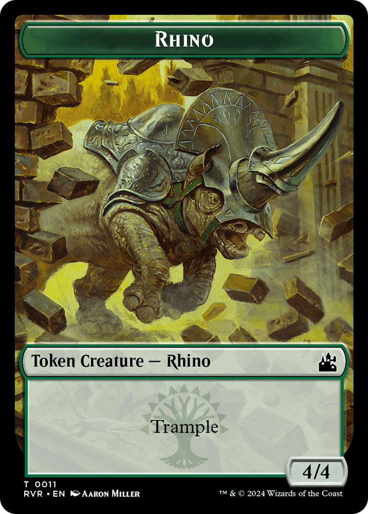 Elf Knight // Rhino Double-Sided Token [Ravnica Remastered Tokens] | L.A. Mood Comics and Games