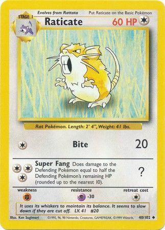 Raticate (40/102) [Base Set Unlimited] | L.A. Mood Comics and Games