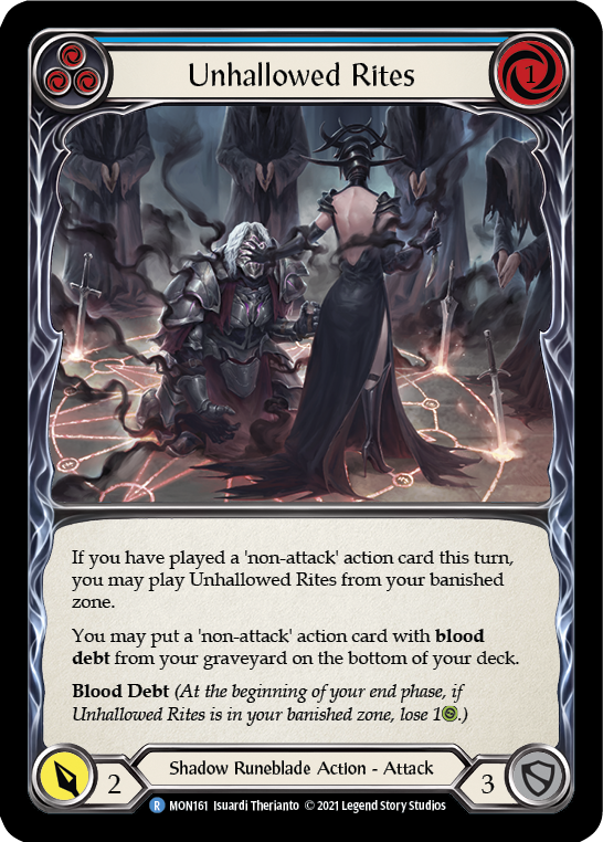 Unhallowed Rites (Blue) [MON161-RF] (Monarch)  1st Edition Rainbow Foil | L.A. Mood Comics and Games