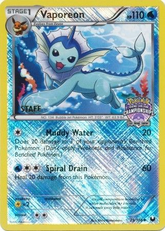 Vaporeon (25/108) (State Province Championship 2013 Promo Staff) [Black & White: Dark Explorers] | L.A. Mood Comics and Games