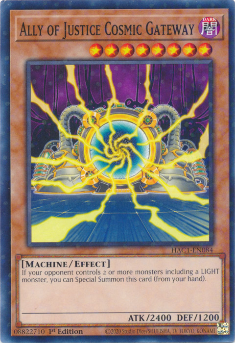 Ally of Justice Cosmic Gateway (Duel Terminal) [HAC1-EN084] Parallel Rare | L.A. Mood Comics and Games