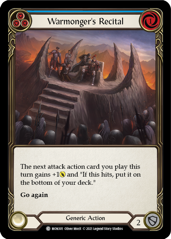 Warmonger's Recital (Blue) [MON301-RF] (Monarch)  1st Edition Rainbow Foil | L.A. Mood Comics and Games