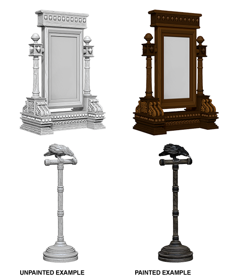 WizKids Deep Cuts Unpainted Miniatures: Mirror & Bird on Stand | L.A. Mood Comics and Games