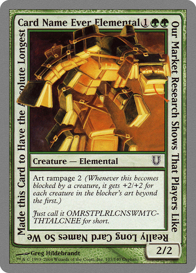 Our Market Research Shows That Players Like Really Long Card Names So We Made this Card to Have the Absolute Longest Card Name Ever Elemental [Unhinged] | L.A. Mood Comics and Games