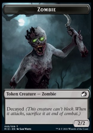 Zombie (005) // Zombie (004) Double-Sided Token [Innistrad: Midnight Hunt Commander Tokens] | L.A. Mood Comics and Games