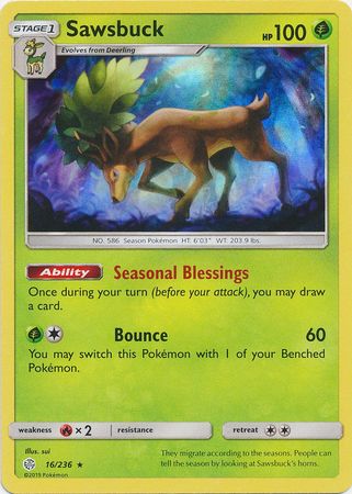 Sawsbuck (16/236) (Build & Battle Box Exclusive) [Sun & Moon: Cosmic Eclipse] | L.A. Mood Comics and Games