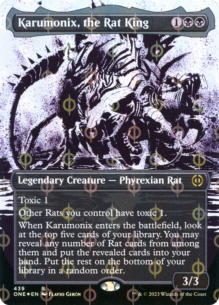 Karumonix, the Rat King (Borderless Ichor Step-and-Compleat Foil) [Phyrexia: All Will Be One] | L.A. Mood Comics and Games