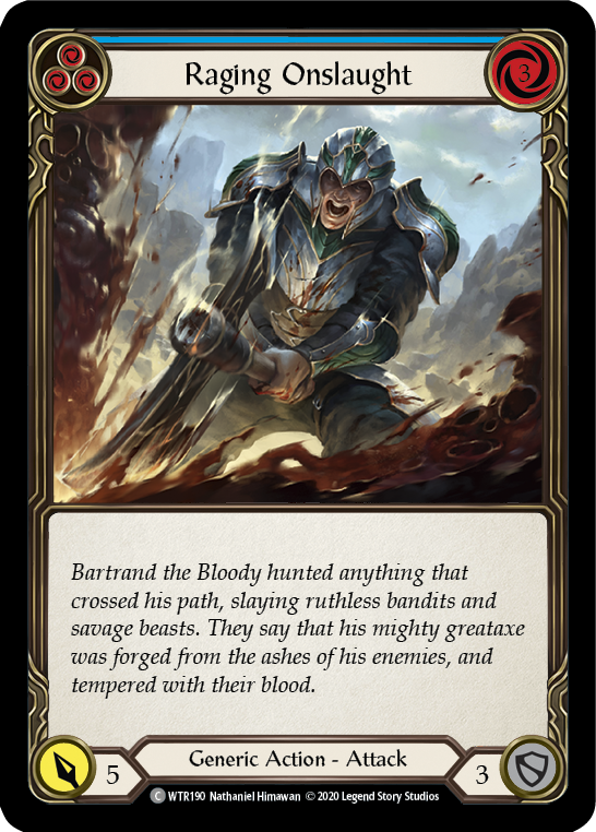 Raging Onslaught (Blue) [U-WTR190] (Welcome to Rathe Unlimited)  Unlimited Rainbow Foil | L.A. Mood Comics and Games