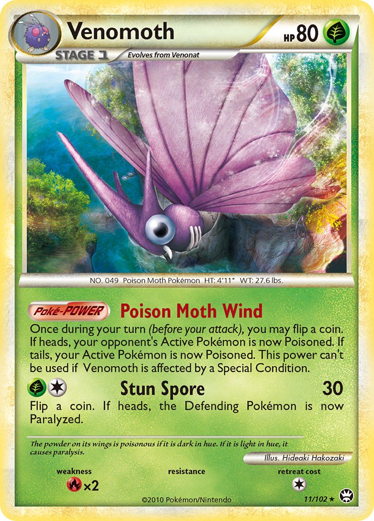 Venomoth (11/102) (Theme Deck Exclusive) [HeartGold & SoulSilver: Triumphant] | L.A. Mood Comics and Games