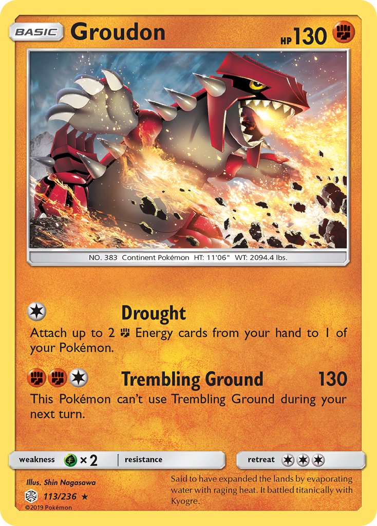 Groudon (113/236) (Cracked Ice Holo) (Theme Deck Exclusive) [Sun & Moon: Cosmic Eclipse] | L.A. Mood Comics and Games