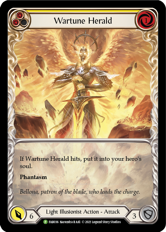 Wartune Herald (Yellow Extended Art) [FAB036] (Promo)  Rainbow Foil | L.A. Mood Comics and Games