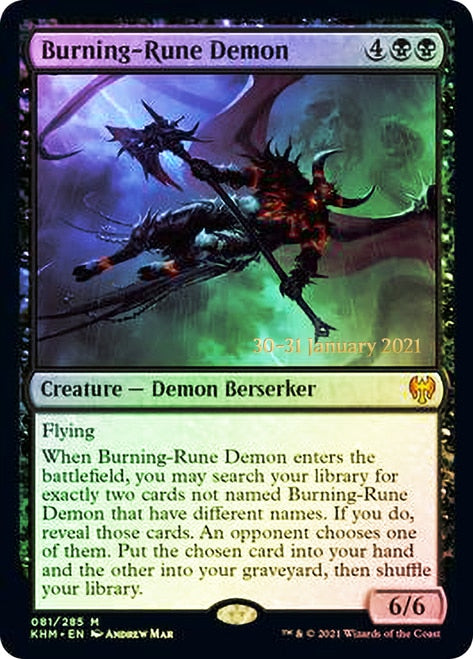 Burning-Rune Demon [Kaldheim Prerelease Promos] | L.A. Mood Comics and Games