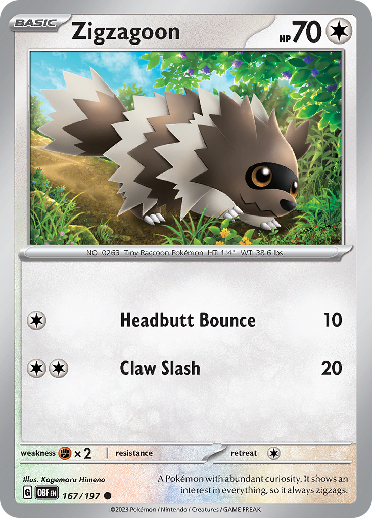 Zigzagoon (167/197) [Scarlet & Violet: Obsidian Flames] | L.A. Mood Comics and Games