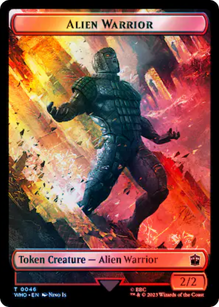 Alien // Alien Warrior Double-Sided Token (Surge Foil) [Doctor Who Tokens] | L.A. Mood Comics and Games