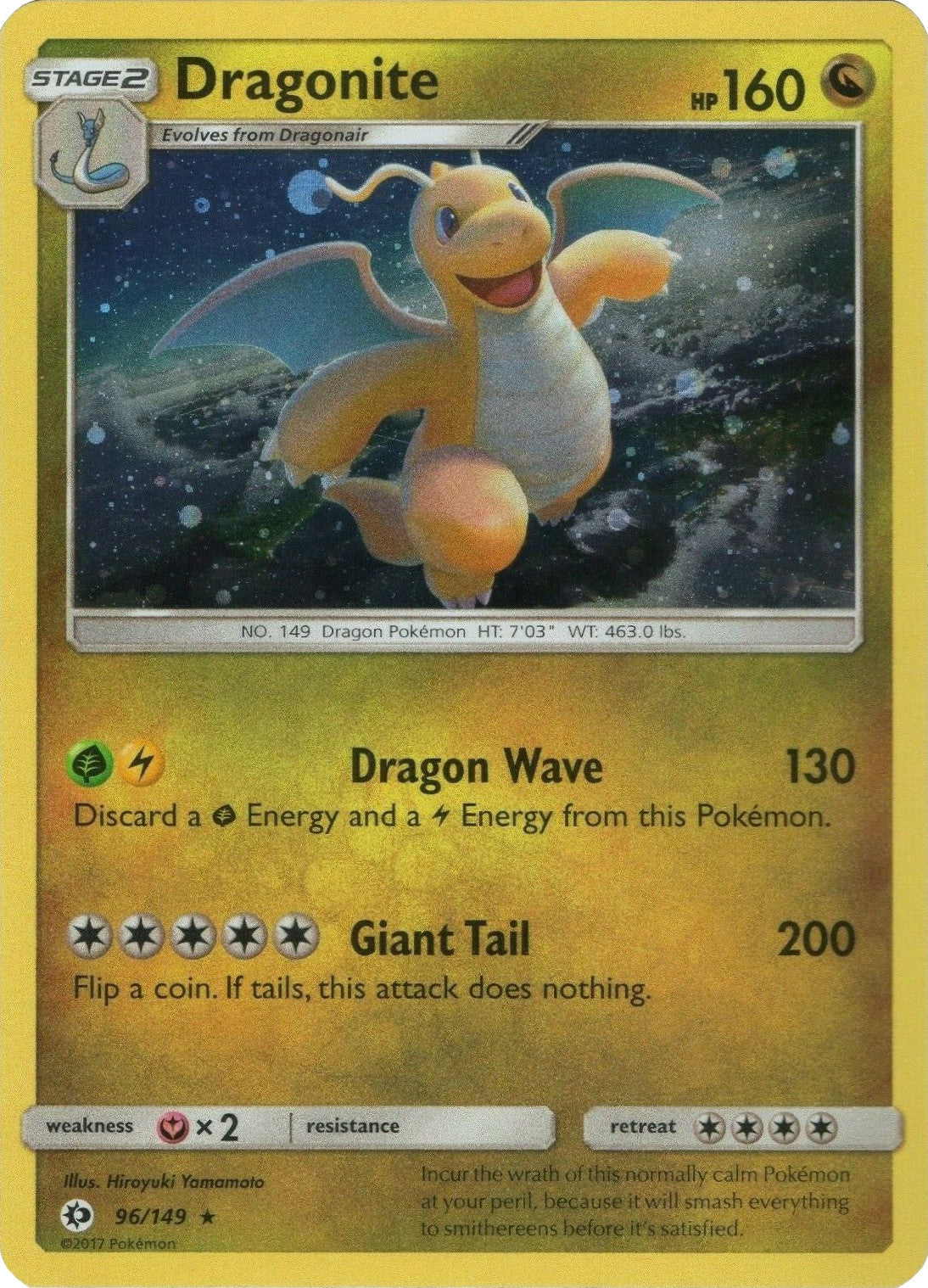 Dragonite (96/149) (Cosmos Holo) [Sun & Moon: Base Set] | L.A. Mood Comics and Games