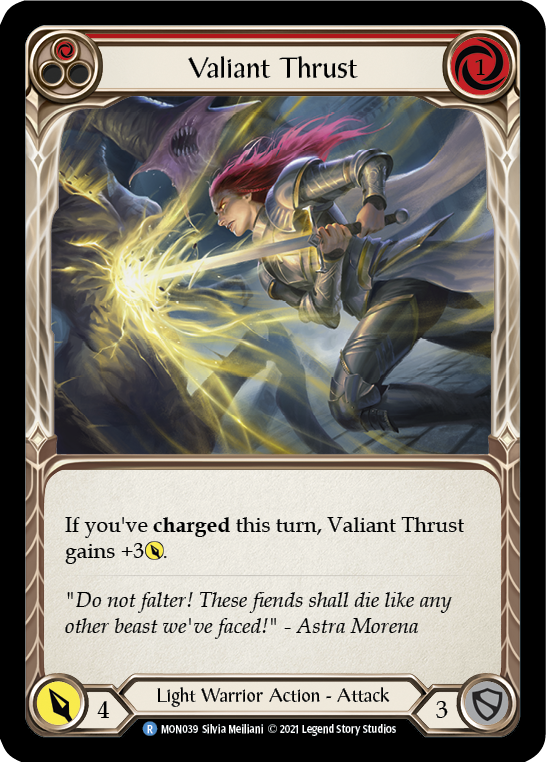 Valiant Thrust (Red) [MON039-RF] (Monarch)  1st Edition Rainbow Foil | L.A. Mood Comics and Games