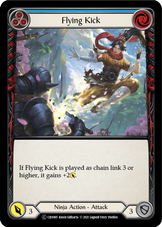 Flying Kick (Blue) [U-CRU065] (Crucible of War Unlimited)  Unlimited Rainbow Foil | L.A. Mood Comics and Games