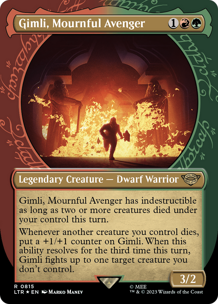 Gimli, Mournful Avenger (Showcase) (Surge Foil) [The Lord of the Rings: Tales of Middle-Earth] | L.A. Mood Comics and Games