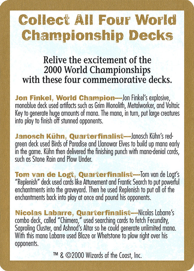 2000 World Championships Ad [World Championship Decks 2000] | L.A. Mood Comics and Games