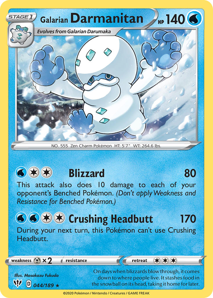 Galarian Darmanitan (044/189) (Cracked Ice Holo) (Theme Deck Exclusive) [Sword & Shield: Darkness Ablaze] | L.A. Mood Comics and Games