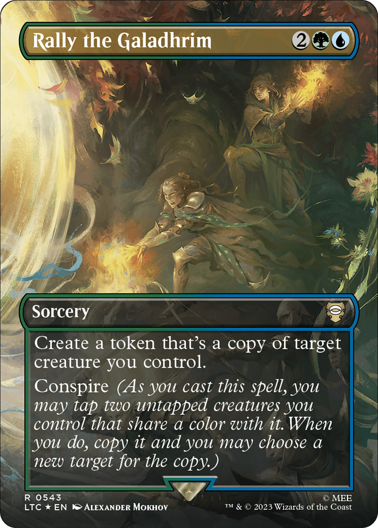 Rally the Galadhrim (Borderless) (Surge Foil) [The Lord of the Rings: Tales of Middle-Earth Commander] | L.A. Mood Comics and Games
