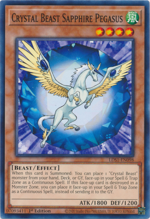 Crystal Beast Sapphire Pegasus [LDS1-EN098] Common | L.A. Mood Comics and Games