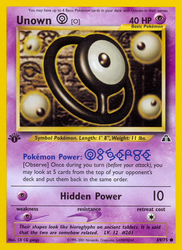 Unown [O] (69/75) [Neo Discovery 1st Edition] | L.A. Mood Comics and Games