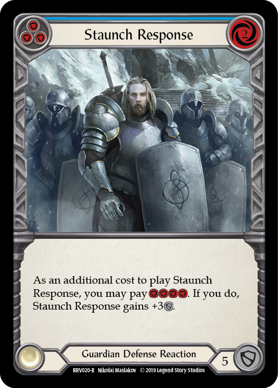 Staunch Response (Blue) [BVO020-R] (Bravo Hero Deck)  1st Edition Normal | L.A. Mood Comics and Games