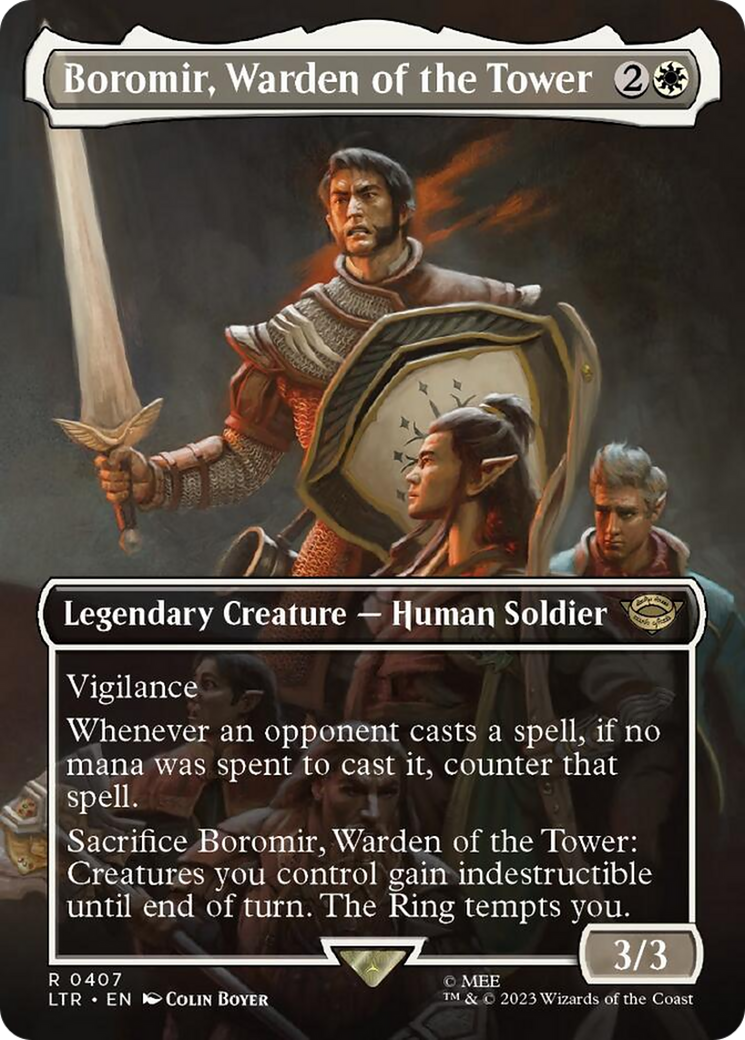 Boromir, Warden of the Tower (Borderless Alternate Art) [The Lord of the Rings: Tales of Middle-Earth] | L.A. Mood Comics and Games