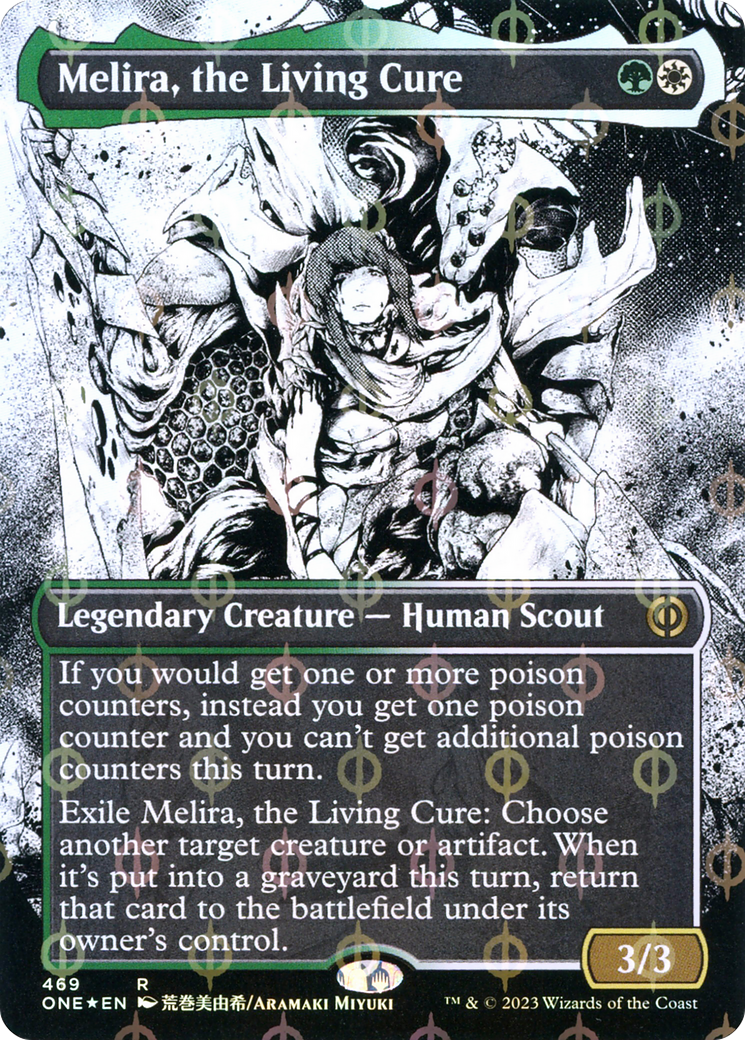 Melira, the Living Cure (Borderless Manga Step-and-Compleat Foil) [Phyrexia: All Will Be One] | L.A. Mood Comics and Games