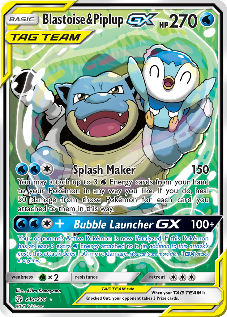 Blastoise & Piplup GX (215/236) [Sun & Moon: Cosmic Eclipse] | L.A. Mood Comics and Games
