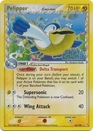 Pelipper (26/100) (Delta Species) (Stamped) [EX: Crystal Guardians] | L.A. Mood Comics and Games