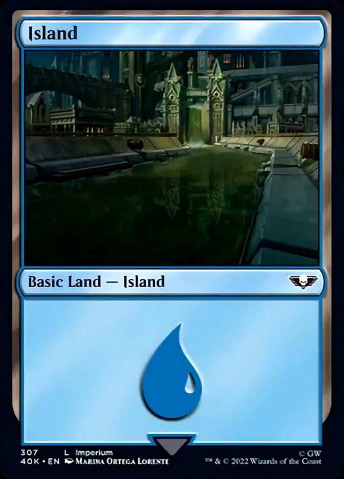 Island (307) (Surge Foil) [Warhammer 40,000] | L.A. Mood Comics and Games