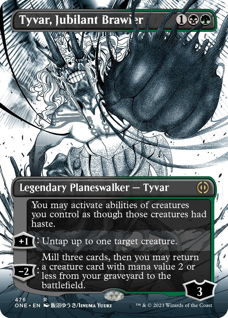 Tyvar, Jubilant Brawler (Borderless Manga Step-and-Compleat Foil) [Phyrexia: All Will Be One] | L.A. Mood Comics and Games