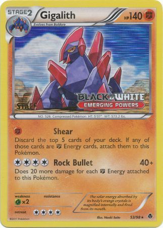 Gigalith (53/98) (Staff Prerelease Promo) [Black & White: Black Star Promos] | L.A. Mood Comics and Games