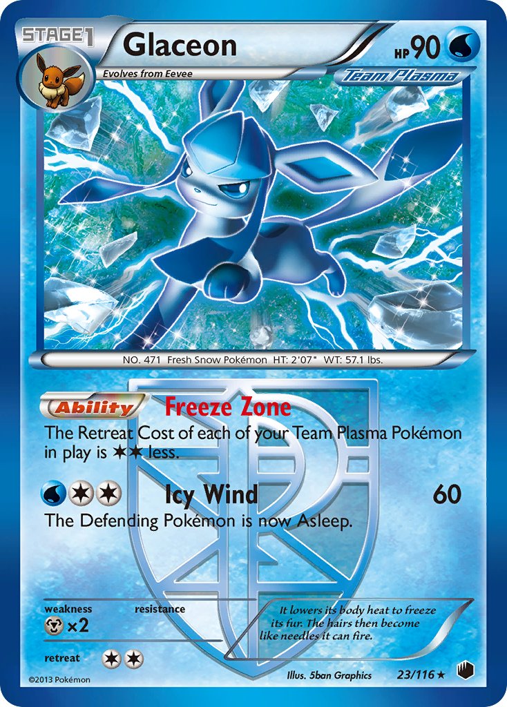 Glaceon (23/116) (Theme Deck Exclusive) [Black & White: Plasma Freeze] | L.A. Mood Comics and Games