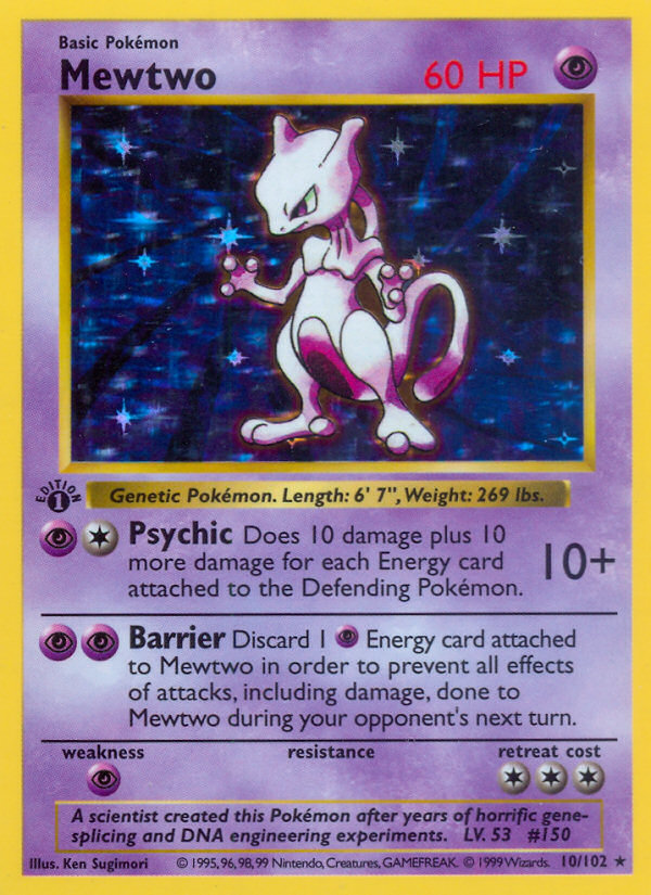 Mewtwo (10/102) (Shadowless) [Base Set 1st Edition] | L.A. Mood Comics and Games