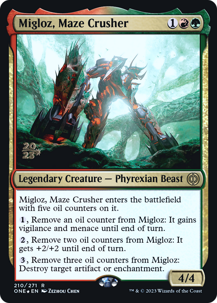 Migloz, Maze Crusher [Phyrexia: All Will Be One Prerelease Promos] | L.A. Mood Comics and Games