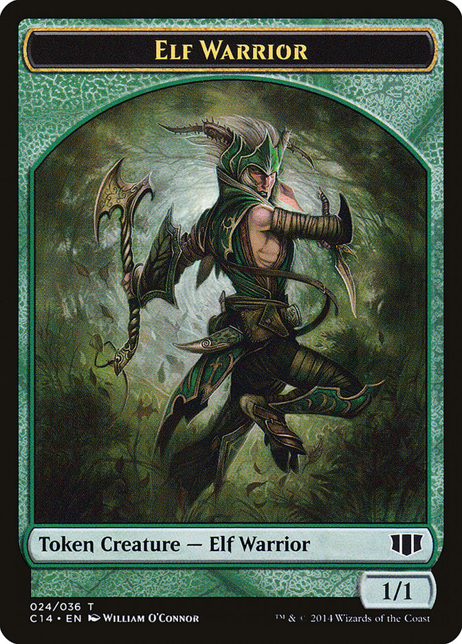 Elephant // Elf Warrior Double-Sided Token [Commander 2014 Tokens] | L.A. Mood Comics and Games