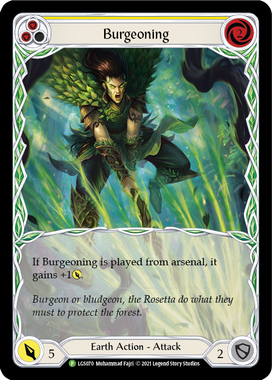 Burgeoning (Yellow) [LGS070] (Promo)  Rainbow Foil | L.A. Mood Comics and Games