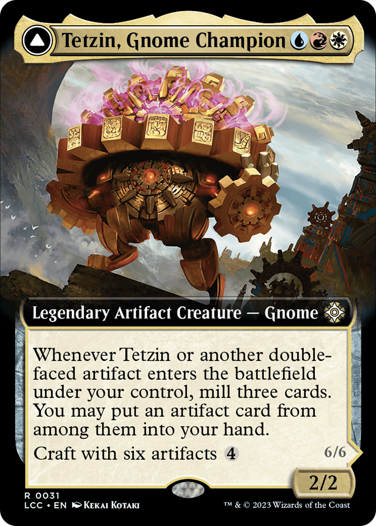 Tetzin, Gnome Champion // The Golden-Gear Colossus (Extended Art) [The Lost Caverns of Ixalan Commander] | L.A. Mood Comics and Games